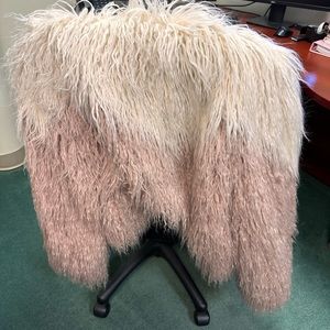 Fabulous Furs Donna Slayer faux fur pink and cream sheep jacket